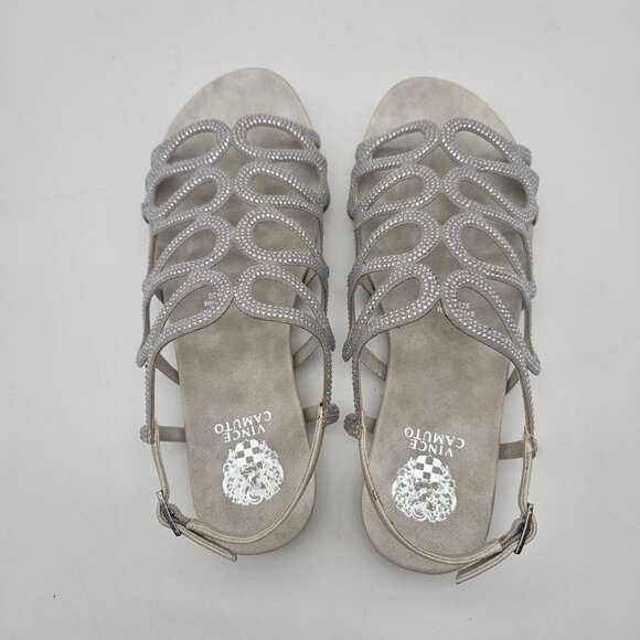 Vince Camuto Alleesha Silver Sparkly Embellished Sandals Girls Sz 5 NEW - Picture 4 of 6